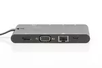 Stacja dokująca podróżna USB Typ C, 9 portów, funkcja Dual Monitor, 4K 30Hz, aluminiowa, czarna