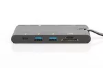 Stacja dokująca podróżna USB Typ C, 9 portów, funkcja Dual Monitor, 4K 30Hz, aluminiowa, czarna