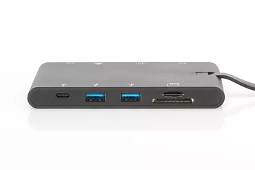 Stacja dokująca podróżna USB Typ C, 9 portów, funkcja Dual Monitor, 4K 30Hz, aluminiowa, czarna
