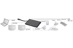 Stacja dokująca podróżna USB Typ C, 9 portów, funkcja Dual Monitor, 4K 30Hz, aluminiowa, czarna
