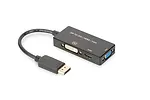 Kabel adapter Displayport 4K 30Hz/1080p 60Hz Typ DP/HDMI(UHD)+DVI-I+VGA (FHD) M/Z czarny 0,20m