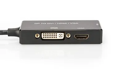 Kabel adapter Displayport 4K 30Hz/1080p 60Hz Typ DP/HDMI(UHD)+DVI-I+VGA (FHD) M/Z czarny 0,20m
