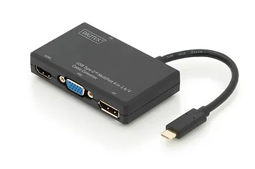 Multi Adapter 1x HDMI 4K 60Hz UHD, 1x DisplayPort, 1x DVI 1x VGA, na USB Typ C, czarny, aluminiowy