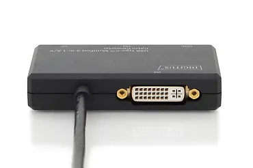 Multi Adapter 1x HDMI 4K 60Hz UHD, 1x DisplayPort, 1x DVI 1x VGA, na USB Typ C, czarny, aluminiowy
