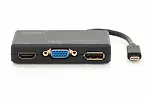 Multi Adapter 1x HDMI 4K 60Hz UHD, 1x DisplayPort, 1x DVI 1x VGA, na USB Typ C, czarny, aluminiowy