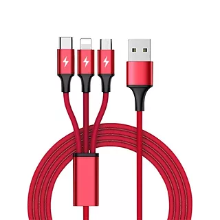 Kabel ładujący 3-in-1 USB - USB-C/microUSB/Lightning Unitek C4049RD