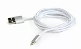 Gembird Kabel USB oplot tekstyl 8pin/1.8m/iPhone/srebrny