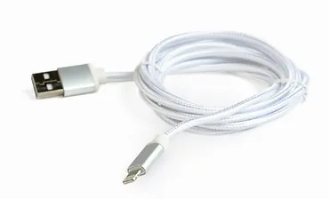 Gembird Kabel USB oplot tekstyl 8pin/1.8m/iPhone/srebrny