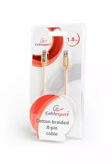Gembird Kabel USB oplot tekstyl 8pin/1.8m/złoty