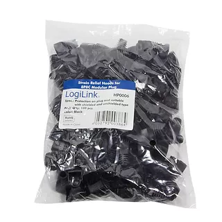 LogiLink Osłonki wtyku RJ45 100 szt. czarne PVC 8P8C