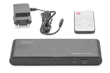Rozdzielacz/Splitter HDMI 5-portowy, 4K 60Hz UHD 3D HDR, HDCP 2.2, audio