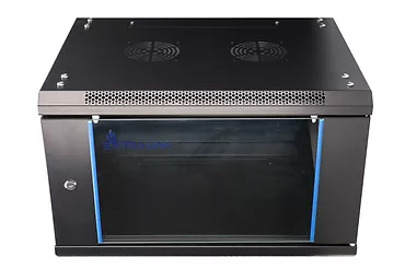 Holdit Szafka wisząca rack 6U 600x600 czarna szklane drzwi