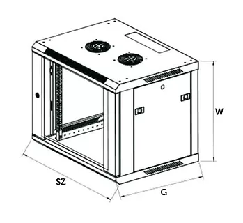 Holdit Szafka wisząca rack 6U 600x600 czarna szklane drzwi