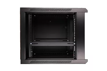 Holdit Szafka wisząca rack 9U 600x450 czarna szklane drzwi