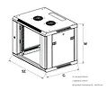 Holdit Szafka wisząca rack 9U 600x450 czarna szklane drzwi