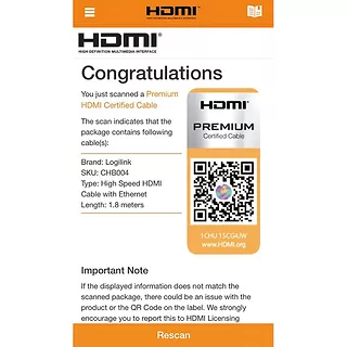 LogiLink Kabel premium HDMI Ultra HD, 1.8m