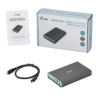 i-tec Obudowa MySafe USB 3.0/USB-C Gen.2, 2x dysk SATA M.2, RAID 0/1/JBOD