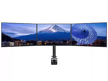 Uchwyt na 3 monitory IIYAMA DS1003C-B1 , mocowanie do blatu, regulacja w poziomie, pionie i wysokości, PIVOT