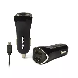 Qoltec Ładowarka samochodowa 2xUSB + microUSB 2.1A czarna