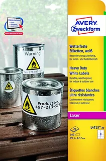 Qoltec Etykiety wodoodporne Heavy Duty, 99,1 x 67,7mm, białe, do drukarki, 160 sztuk