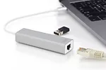 Digitus HUB/Koncentrator 3-portowy USB Typ C, 3x USB A HighSpeed z Gigabit LAN adapter, aluminium