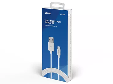 Kabel USB-USB Typ C SAVIO CL-126 5A, 1m biały