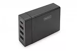 Digitus Uniwersalna 4-portowa ładowarka sieciowa 240V USB Typ C (5-20V/3A/60W) 3xUSB A (5V/2.4A) PD czarna