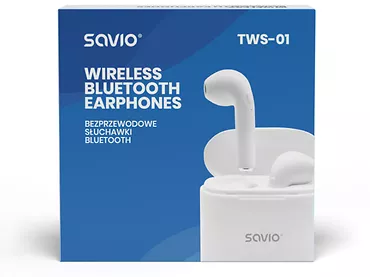 Słuchawki Bezprzewodowe Bluetooth 5.0 Savio TWS-01 dioda LED Białe