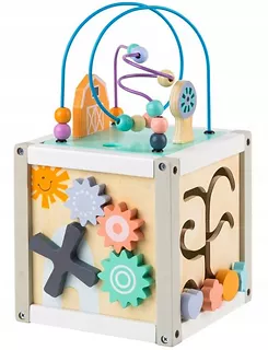 Drewniany sorter kostka edukacyjna +klocki Ecotoys