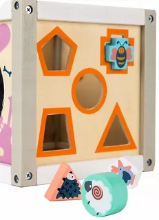 Drewniany sorter kostka edukacyjna +klocki Ecotoys