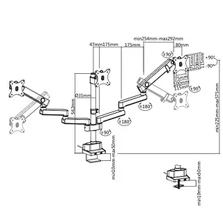 Maclean Uchwyt biurkowy na 3 monitory MC-811