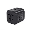 Uniwersalny podróżny adapter sieciowy PA-TA01, 2xUSB+1xUSB C, 7.8A, czarny, pasuje w 150 krajach