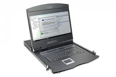 Digitus Konsola 19 LCD z touchpad KVM 8 portów 1U komplet kabli (8xDS-19231) klawiatura US