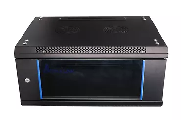 Qnap Szafka wisząca rack 4U 600x450 czarna szklane drzwi