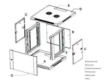 Qnap Szafka wisząca rack 4U 600x450 czarna szklane drzwi
