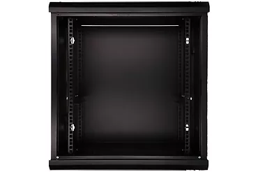 Qnap Szafka wisząca rack 12U 600x450 czarna szklane drzwi