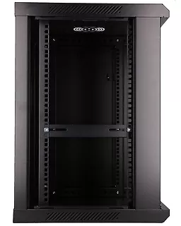 Qnap Szafka wisząca rack 12U 600x450 czarna szklane drzwi