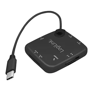 LogiLink Hub USB 2.0, 3 porty z czytnikiem kart OTG, USB Typ-C