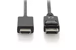 ASSMANN Kabel adapter DisplayPort 1.2 z zatrzaskiem 4K 60Hz UHD Typ DP/HDMI A M/M czarny 2m