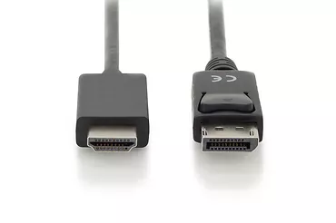 ASSMANN Kabel adapter DisplayPort 1.2 z zatrzaskiem 4K 60Hz UHD Typ DP/HDMI A M/M czarny 2m