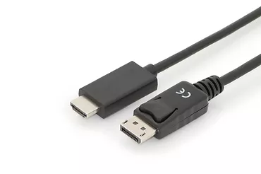 ASSMANN Kabel adapter DisplayPort 1.2 z zatrzaskiem 4K 60Hz UHD Typ DP/HDMI A M/M czarny 2m