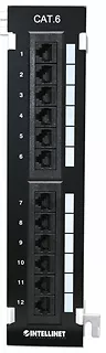 Patch panel naścienny 12 portów UTP kat.6 czarny