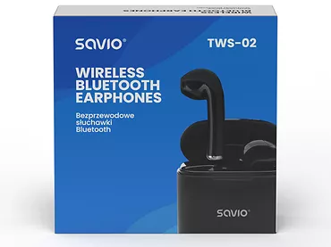 Słuchawki bezprzewodowe SAVIO TWS-02 Bluetooth 5.0 dioda LED
