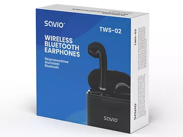 Słuchawki bezprzewodowe SAVIO TWS-02 Bluetooth 5.0 dioda LED