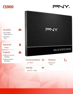 PNY Dysk SSD 480GB 2,5 SATA3 SSD7CS900-480-PB