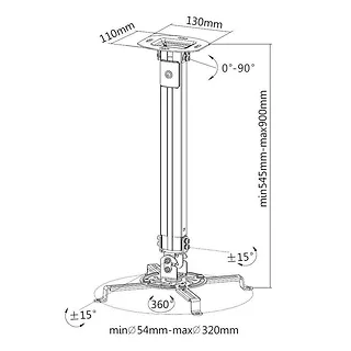 Ramię sufitowe do projektora 55-90cm 13,5kg srebrny