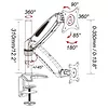 Ramię biurkowe z amortyzatorem gazowym monitor 15-27cali, 8kg, srebrno-czarne