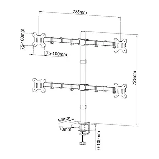 Uchwyt nabiurkowy na 4 monitory 13-27cali 4x10kg, czarny