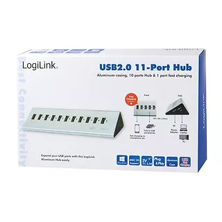 LogiLink Hub biurkowy 10xUSB 2.0 z zasilaczem