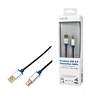 LogiLink Kabel Premium USB2.0 A/B, długość 2m
